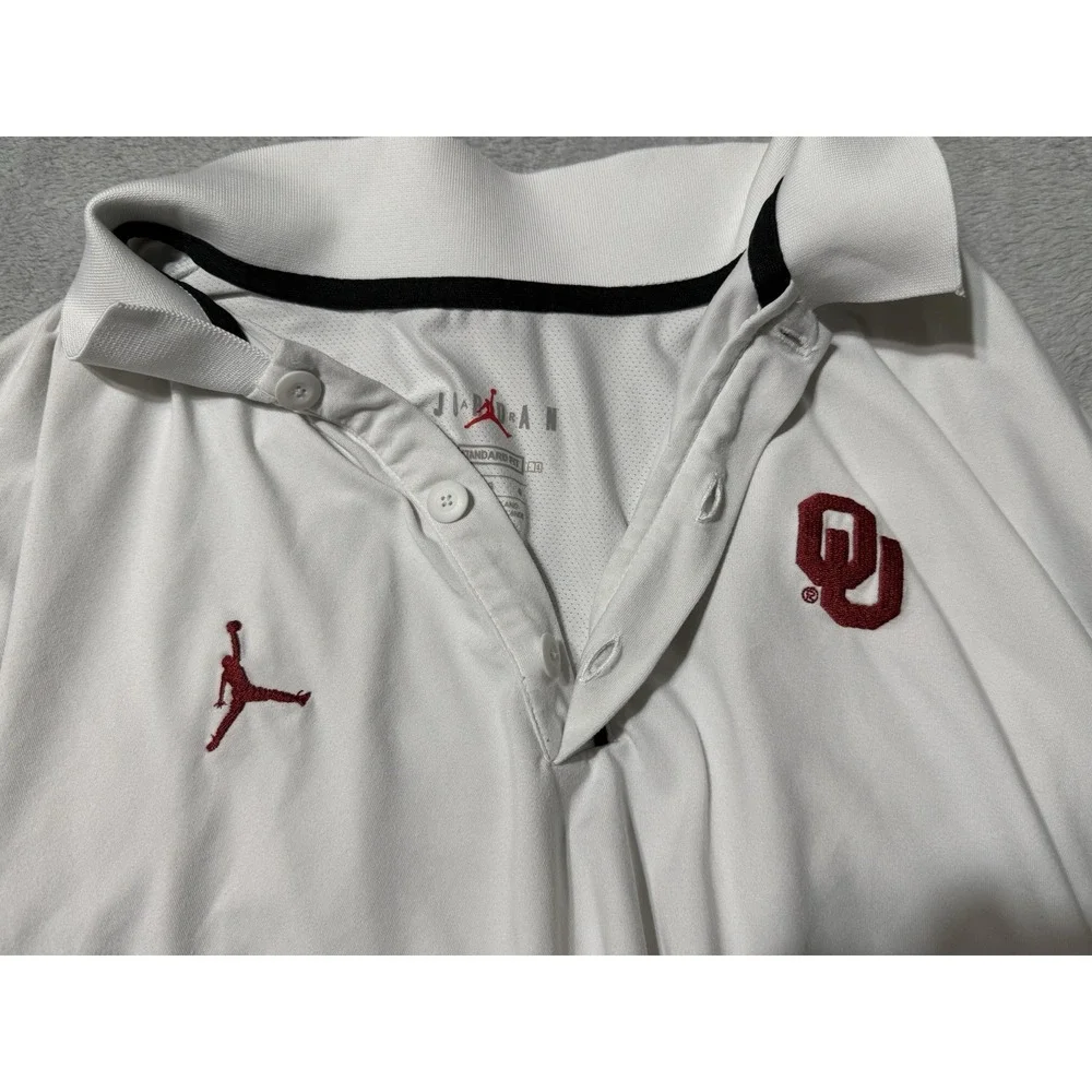 Jordan Nike NCAA Oklahoma University Sooners Polo White Shirt Mens Large CN9872